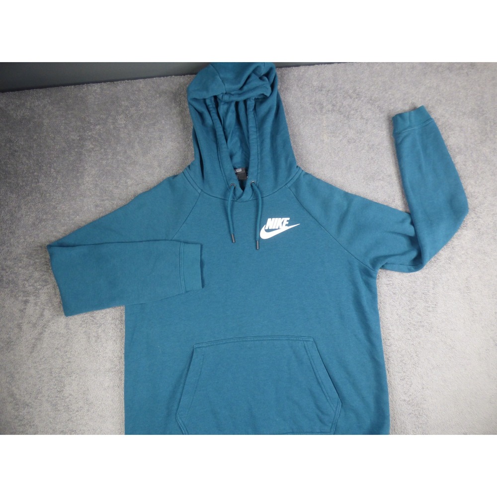Nike Womens Essential Pullover Hoodie Teal Blue Futura Logo Size Large